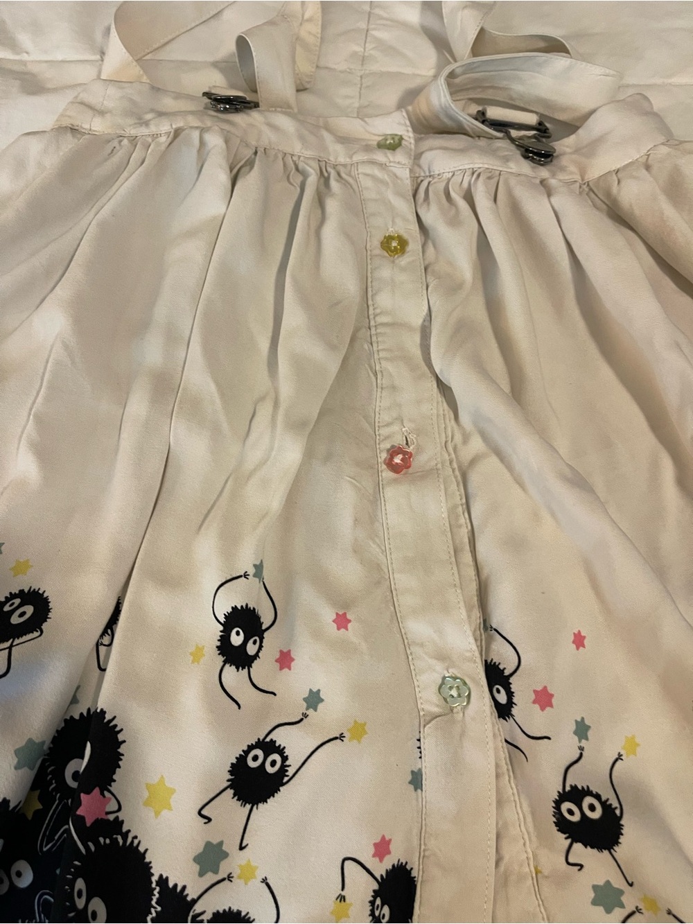 Black Spirited Away Characters on White Skirt Elasticized Waistband Sz M. Lined. - Picture 2 of 8